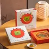Festival de Mediados de Otoño Caqui Fortuna Pastel de Luna Grande Empaque Caja de Regalo 0.5kg Piezas 500g Celebridad de Internet Calabaza Dorada Fortuna Bolso 4 Piezas