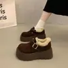 Botas de nieve de suela gruesa para mujer 2026 nuevo estilo invierno más terciopelo cálido otoño e invierno Noreste Birkenstock zapatos de algodón para aumentar altura zapatos de pan