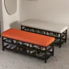 Banqueta para zapatos, Taburete para cambiarse los zapatos, Zapatero, Taburete de hierro para el hogar con cojín de bolsa suave de cuero, Banqueta larga para la entrada, Almacenamiento de lujo accesible, Nuevo estilo
