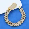 Pulseira Hip-Hop Cruzada Europeia e Americana de Prata S925 com Moissanita, Corrente Cubana em Formato de Diamante de Três Fileiras, Joia para Homens, Pulseira de Luxo Leve