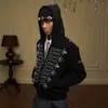 Moda Harajuku Estilo Perezoso Unisex Personalidad Top Diseño Retro Sentido Bordado Botones Cierre Sudadera con Capucha