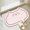 Tapete de Chão Estilo Lama Diatomácea, Tapete de Chão com Formato Especial de Gato Cartoon, Capacho de Porta de Entrada, Tapete para Pés de Banheiro, Tapete de Chão para Vaso Sanitário
