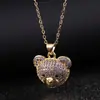 Collar de Zirconia Transfronterizo Europeo y Americano para Mujer Estilo Ins Completo de Diamante Oso Hip-hop Colgante Lindo Cadena Elegante para Clavícula Venta al por Mayor