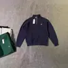 Moletom com meio zíper e gola careca da série bordada da marca da moda, top pullover de algodão com gola alta para homens e mulheres