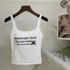 0420 # Estilo Nuevo Primavera y Verano Ropa Exterior de Verano Top Interior Dulce Chica Caliente Camisola con Lazo Estampado de Letras para Mujer