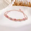 Yilu Cor Prata Turmalina Prata de Lei S925 Banhado a Ouro Rosa Laço Luxo Leve Moda Pulseira Redonda de Prata Joias de Prata