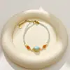 Pulsera de Perlas y Turquesa Azul Natural Estilo Chino Retro para Mujer, Joyería de Mano con Cuentas Transparentes, Moda Versátil, Diseño de Nicho