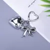 Nuevo Llavero de Metal Electroplateado con Forma de Lazo y Corazón Estilo Ins para Bolso, Teléfono, Llavero con Colgante