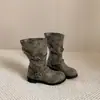 Botas de Montar Negras de Tacón Grueso Estilo Británico Versátiles de Media Pantorrilla 2026 Nuevo Estilo Botas Arrugadas Chica Popular Botas de Primavera/Otoño Botas de Motocicleta