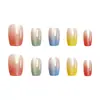 Caramelo Arcoíris Ojo de Gato Textura de Alta Gama Elegante Estilo Femenino Estilo Hermana Mayor Blanqueamiento Manicura Estilo Corto 30 Piezas Manicura Portátil