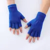 Guantes de estudiante para hombre otoño e invierno a prueba de frío cálidos de lana tejida sin dedos medio dedo ciclismo conducción guantes gruesos de medio dedo
