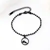 Cadena de Bolas de Acero Inoxidable Transfronteriza Colgante Redondo Semilla de Mostaza Pulsera Impresión Láser a Color Material en Blanco Redondo de Acero Inoxidable