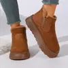 Botas de nieve de suela gruesa, talla grande, para mujer, nuevo estilo invierno 2026, calidad de exportación, forradas de felpa, engrosadas para abrigar, diseño sin cordones, zapatos de algodón al por mayor para ventas transfronterizas