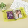 Cuaderno de hojas sueltas A8 mini con doble aro de 3 pulgadas, con purpurina, de celebridad, de cuadrícula simple, de 5 agujeros, álbum de tarjetas transparente de PVC