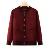 Novo casaco de outono e inverno da vovó, suéter de alta qualidade para mulheres de meia-idade e idosas, blusa da mamãe, cardigã de tricô para senhoras idosas