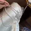 Cadena para Teléfono con Perlas y Corazón de Cristal Cruzada Moda Dulce Gama Alta Lanyard Largo para Cuello Accesorio Anti-Pérdida