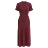 Ropa de mujer para comercio exterior europeo y americano, nuevo vestido largo de verano, vestido de punto acanalado con cuello redondo, manga corta y diseño calado, marca S
