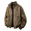 Chaqueta de Cuero 2026 Chaqueta Corta Retro Japonesa Tie-Dye Corte Holgado Bomber Chaqueta de Béisbol Abrigo de Piel PU para Hombres y Mujeres