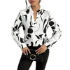 Em Estoque Amazon Europeu e Americano Comércio Exterior Transfronteiriço Camisa Feminina Estampada com Gola Lapela Camisa Casual de Manga Longa Top