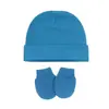 Comercio Exterior Otoño e Invierno Conjunto de Gorro y Guantes Anti-Rayaduras para Bebé Recién Nacido Gorro de Punto de Color Sólido Gorro para Bebé Suministros para Bebé