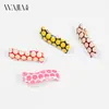 Novo Prendedor de Cabelo Colorido com Bolinhas Onduladas Wjia Moda Presilha Bico de Pato Estilo Simples Japonês Prendedor de Franja Feminino Acessório de Cabelo