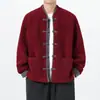 Transfronterizo 2025 Invierno Nuevo Estilo Chino Lana de Cordero Cuello Alto Botón Zhongshan Chaqueta Abrigo de Algodón Estilo Chino Antiguo
