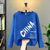 Camiseta de Manga Longa para Meninos, Estilo Primavera e Outono, Nova Estampa de Letras 2026, Roupa Casual, Top 100% Algodão para Crianças, Camisa Base Tendência