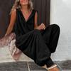 Moda Feminina Europeia e Americana 2026 Ebay Amazon Macacão de Calça Longa Sem Mangas com Capuz e Botões Calças Largas