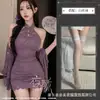 Chal púrpura de estilo chino nuevo, vestido cheongsam modificado de encaje, falda ajustada a la cadera, cita, falda corta 8975
