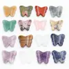Piedra Natural Amatista Cristal Rosa Ágata Verde Colgante Mariposa Tallado Accesorios Colgante DIY Suministro de Comercio Exterior Transfronterizo