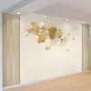 Mural de Parede de Fundo para TV Folha de Ginkgo Moderno Luxo Leve Revestimento de Parede Papel de Parede Estéreo 3D Atmosférico Revestimento de Parede para Sala de TV 8D
