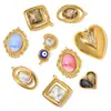 Colgante Retro Francés Corazón Ojo DIY Acero Inoxidable Collar Geométrico de Cristal para Mujer Colgante de Joyería de Acero de Titanio