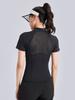 Cuello mao media cremallera deportes manga corta nuevo ocio slim yoga top ropa fitness para correr al aire libre camiseta generación cabello