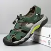 Sandalias de Verano para Hombre al Aire Libre de Dedo del Pie Sandalias de Playa para Rastrear Ríos de Cuero Transpirable Sandalias Transfronterizas de Amazon Talla Grande Casual de Cuero