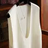 Nuevo Chaleco de Lana para Mujer Transfronterizo Otoño/Invierno 2026 Estilo Coreano Cuello en V Profundo Elegante sin Mangas Holgado