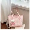 Bolsa de Ombro Única de Nicho para Mulheres 2026 Grande Capacidade Nova Moda Bolsa de Mão Xadrez Bolsa de Ombro para Trabalho e Deslocamento Bolsa Tote