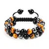 Pulsera de Ojo de Tigre Ojo de Gato Doble Fila Pulsera de Obsidiana con Venas Rojas Turquesa Pulsera de Fantasma Verde Pulsera de Piedra Natural
