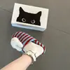 Chinelos de Pelúcia Coelho Listrado Dopamina Femininos Estilo Outono/Inverno 2026 Antiderrapantes para Casa e Ar Livre Quentes de Algodão com Biqueira Fechada
