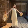 Vestido Longo Irregular de Renda Floral Tridimensional Estilo Francês para Praia, Solto, de Alta Qualidade, Elegante e Fluido para Férias