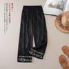 Calça Reta Bordada Jacquard Estilo Chinês Retro Nacional de Verão e Primavera Tamanho Grande Soltinha Casual Bordada Atacado