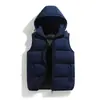 Chaleco Cálido de Otoño e Invierno para Hombre, con Capucha, Ajuste Holgado, Color Sólido, Estilo Estándar, Chaqueta Chaleco