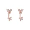 Brincos Borboleta de Prata Esterlina S925 Estilo Francês de Luxo de Alta Qualidade para Mulheres, Brincos da Moda Elegantes Estilo Fada de Uso Duplo