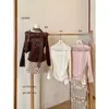 Blusa de Tulle Patchwork con Lazo y Pedrería Off-Shoulder de Moda Otoñal Oficial 28766 (con Cinta)