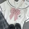 Lindo Lunares Mariposa Universidad Mango Largo Recto Corbata de Moño Traje de Marinero Cuello Uniforme JK Estudiante Niña