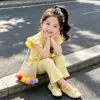 Ropa de Verano para Niñas, Estilo Delgado y Dulce, Pantalones Acampanados de Manga Corta, Conjunto Deportivo Casual, Estilo Coreano, Moderno para Bebés