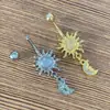 Joia Piercing Cruzada Europeia e Americana Nova Moda Simples Chama Lua Incrustada de Diamante Pingente de Lua Anel para Umbigo Prego para Umbigo