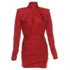 Vestido Corto Ajustado de Manga Larga de Cuello Alto Sexy Estilo Europeo y Americano Transfronterizo Otoño 2026 Nuevo Vestido Elegante de Color Sólido