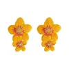 Pendientes colgantes estilo pastoral francés E15470 con esmalte de goteo, flores pequeñas coloridas, frescos y dulces, pintados al óleo, pendientes juveniles para mujer