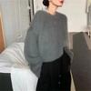 Suéter de cuello alto de manga larga retro suave y ceroso, estilo coreano, de felpa de visón, cuello redondo, suelto, nuevo para otoño e invierno, transfronterizo preferido