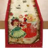 Navidad Santa Claus Americano Muñeco de Nieve Camino de Mesa Mantel de Lino Estampado Camino de Mesa Decoración Navideña Tela para Camino de Mesa Bandera de Mesa de Café